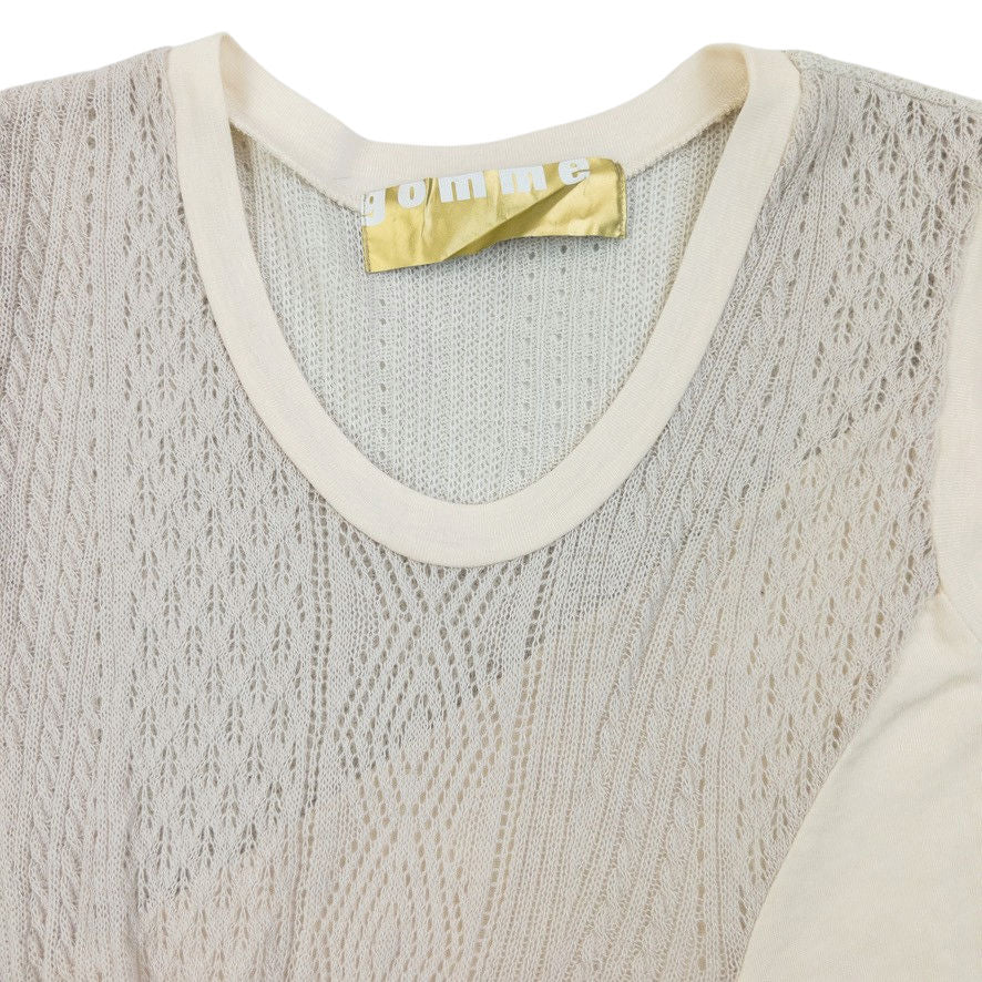 Vintage Gomme Maki Hiroshige Contrast Knit Top Womens Size L | Large, Beige