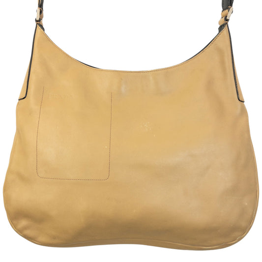 Vintage 2000s Prada Leather Shoulder Bag | O/S, Beige