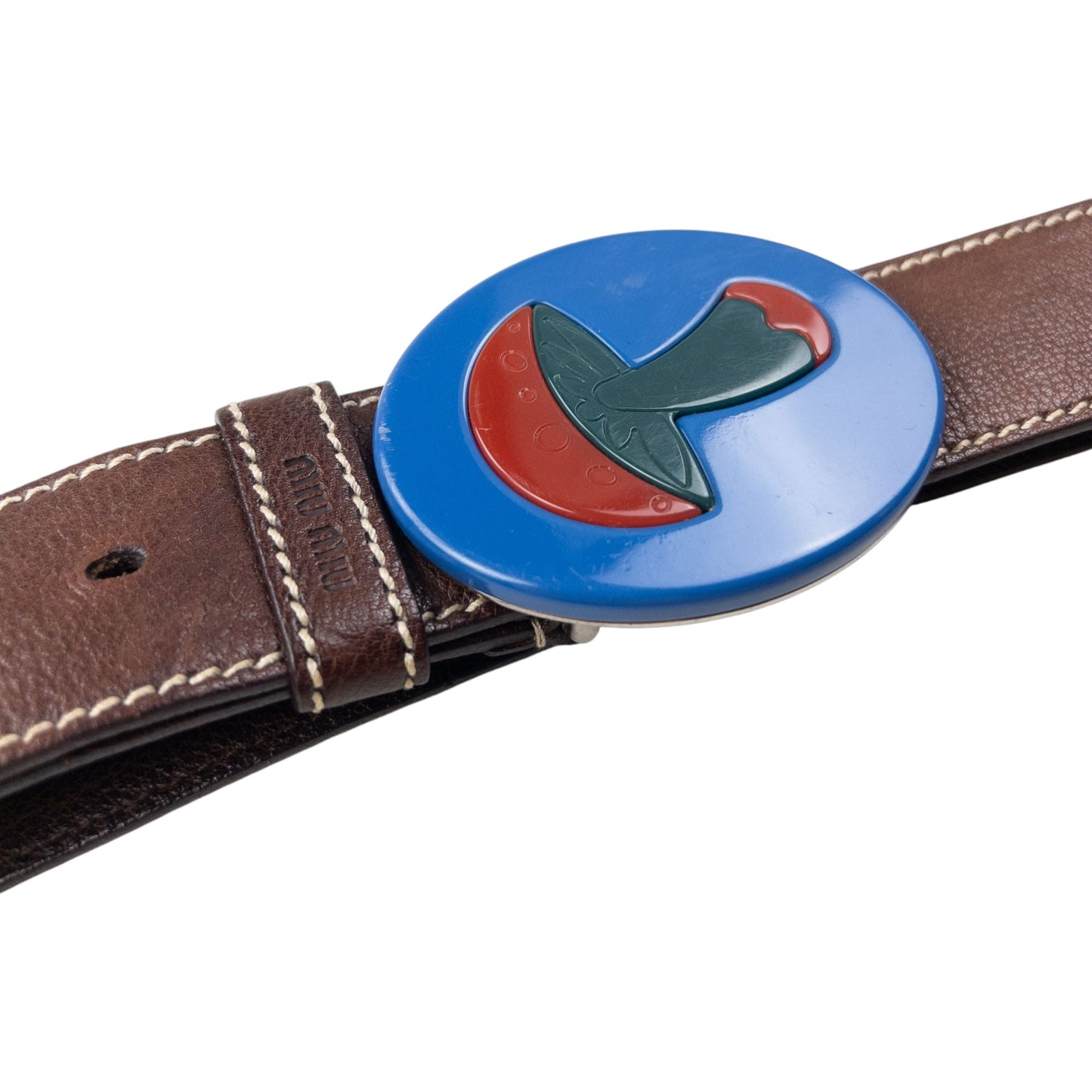 Vintage 2005 Miu Miu Mushroom Buckle Leather Belt Size L | O/S, Brown