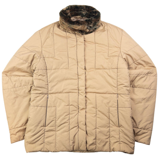 Vintage Burberry Fur Collar Padded Jacket Womens Size L