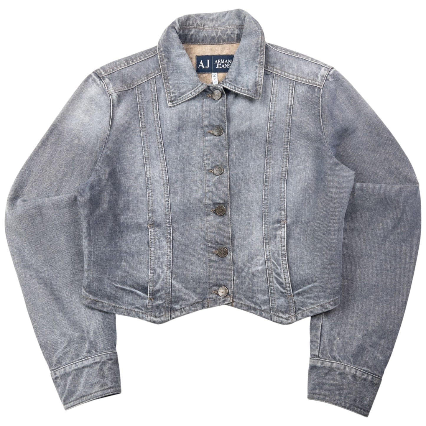 Vintage 2000s Armani Jeans Cropped Denim Jacket Womens Size M