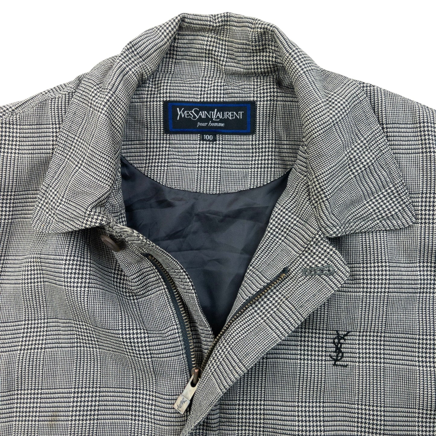 Vintage 90s YSL Yves Saint Laurent Harrington Jacket Size M | Medium, Grey