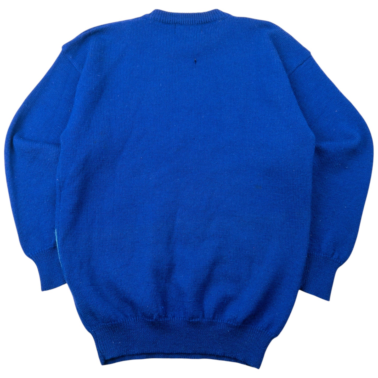 Vintage 80s YSL Yves Saint Laurent Pattern Wool Knit Jumper Size M | Medium, Blue