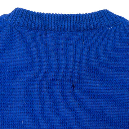 Vintage 80s YSL Yves Saint Laurent Pattern Wool Knit Jumper Size M | Medium, Blue