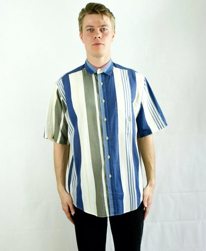 NAUTICA 1990s STRIPPED SHIRT (L)  (L)