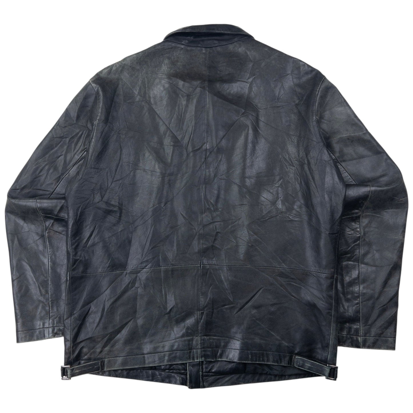 Vintage Hugo Boss Zip Up Leather Jacket Size L