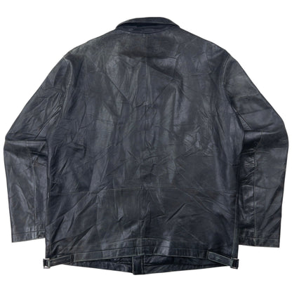 Vintage Hugo Boss Zip Up Leather Jacket Size L