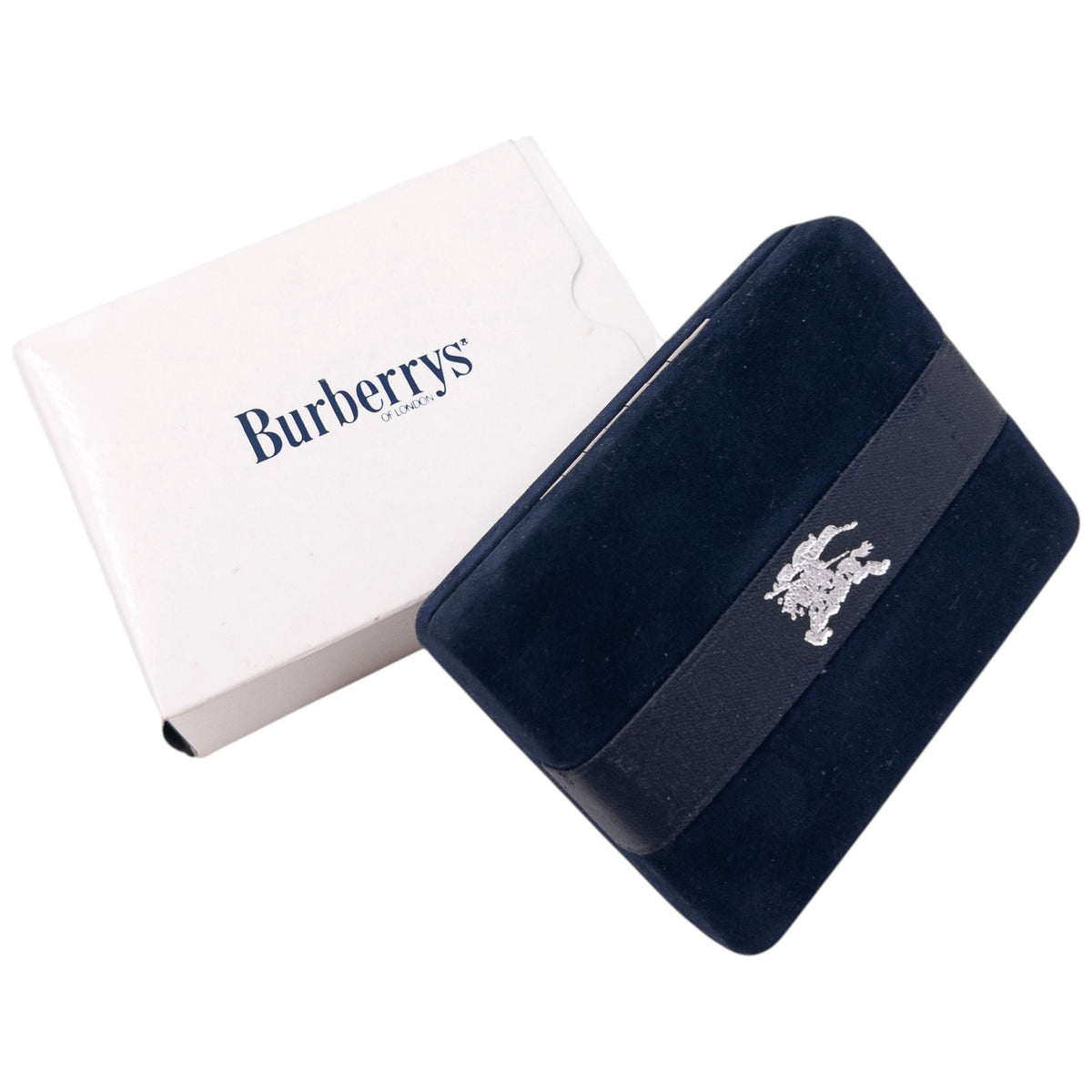 Vintage 90s Burberry Embossed Cufflinks & Gem Tie Clip Set | O/S, Gold