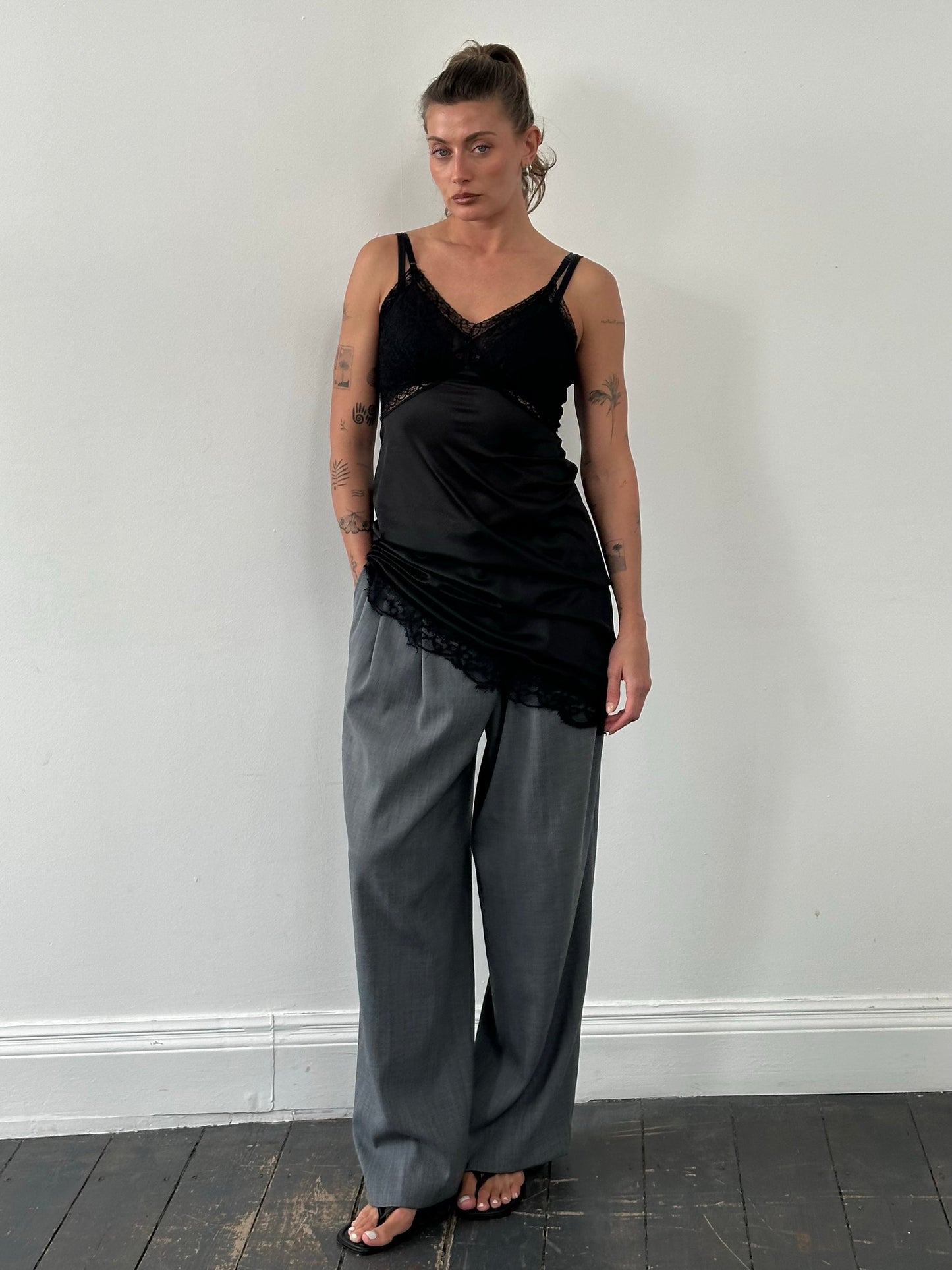 Vintage 1990s Sheer Lace Midi Dress - S