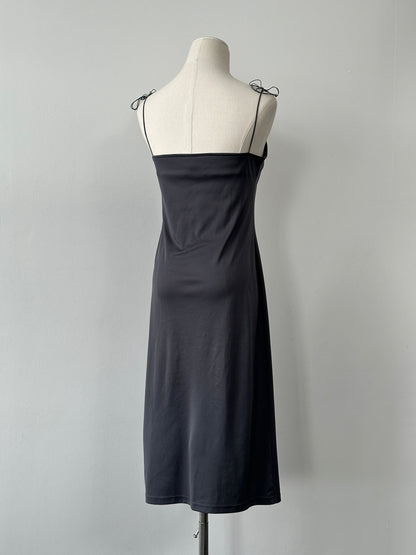 Vintage 1990s Square Neck Satin Midi Slip Dress - S