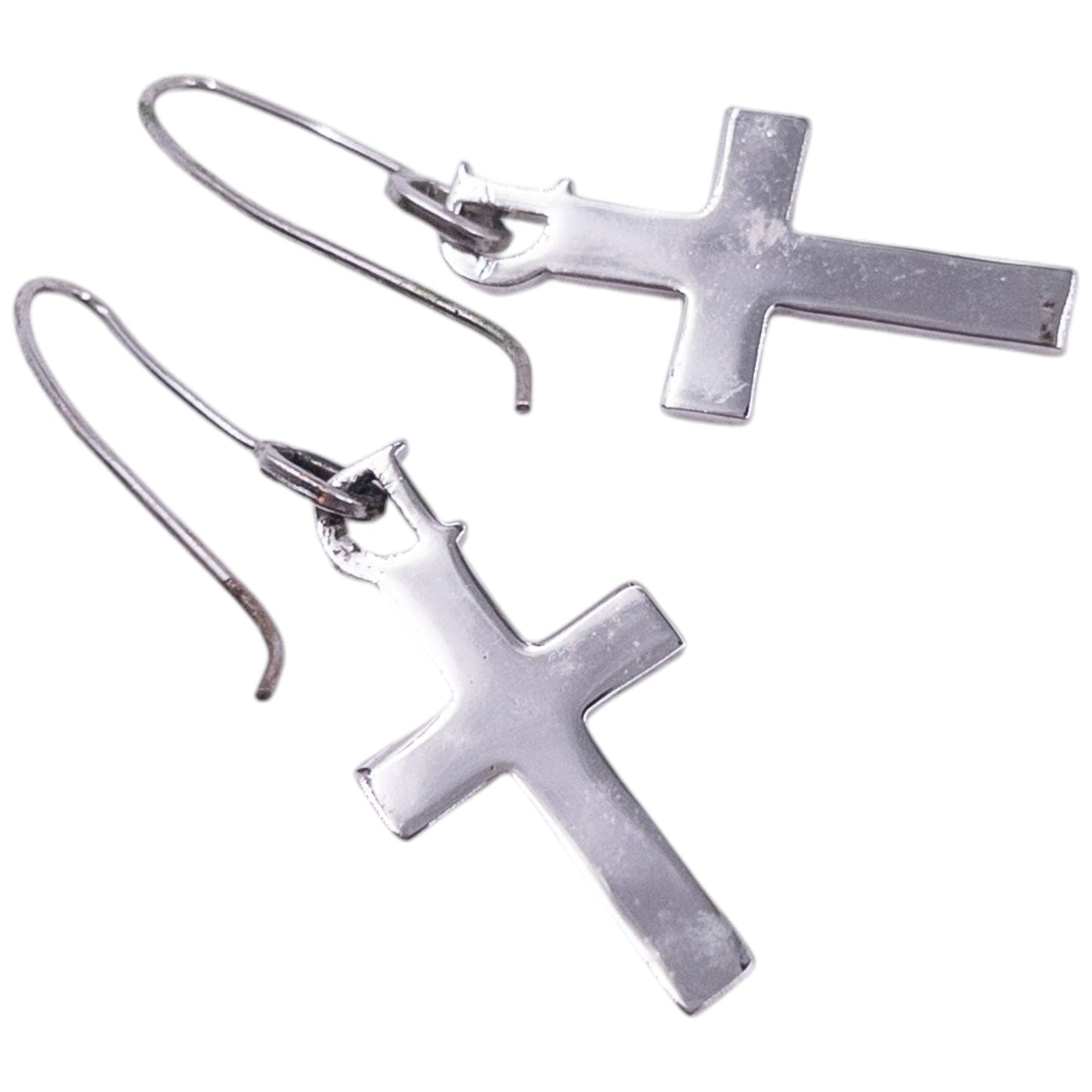 Vintage 2000s Dior By John Galliano Silver Cross Earrings | O/S, Grey