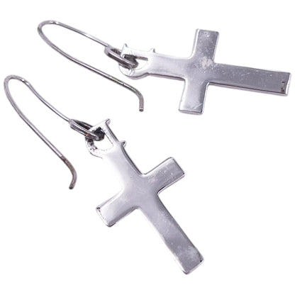 Vintage 2000s Dior By John Galliano Silver Cross Earrings | O/S, Grey