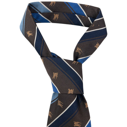 Vintage 2000s Burberry Striped Monogram Silk Tie | O/S, Blue