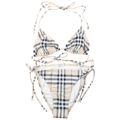 Vintage 2000s Burberry Nova Check Bikini Set Womens Size M | O/S, Cream