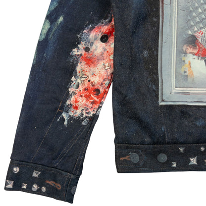 Vintage 2000s PPFM Embellished Denim-Look Print Jacket Womens Size M | Medium, Multi