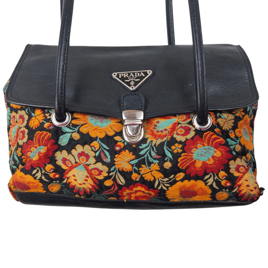 Vintage 90s Prada Floral Shoulder Bag