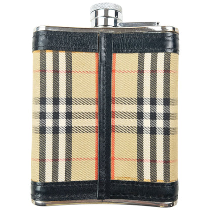 Vintage 90s Burberry Nova Check Steel Hip Flask | O/S, Beige, Black, Red