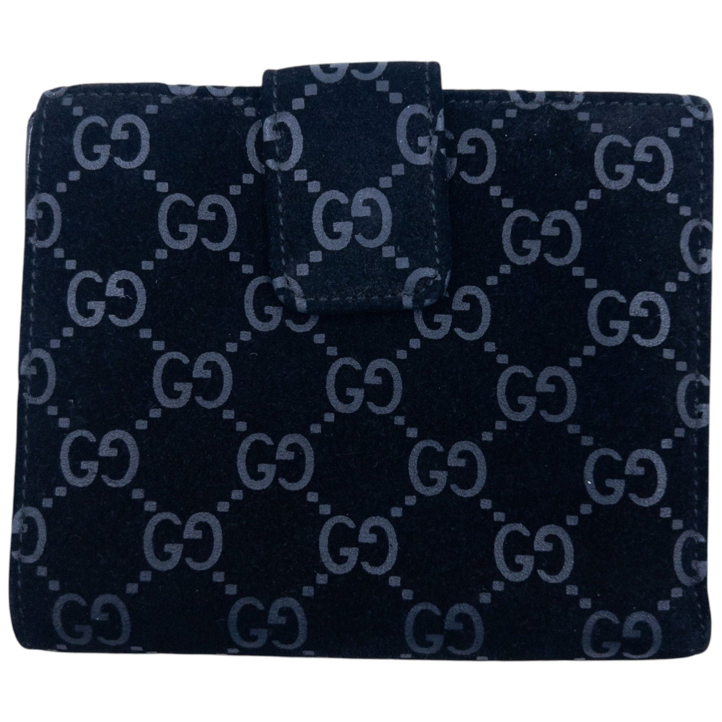 Vintage 2000s Gucci Monogram Suede Wallet | O/S, Black