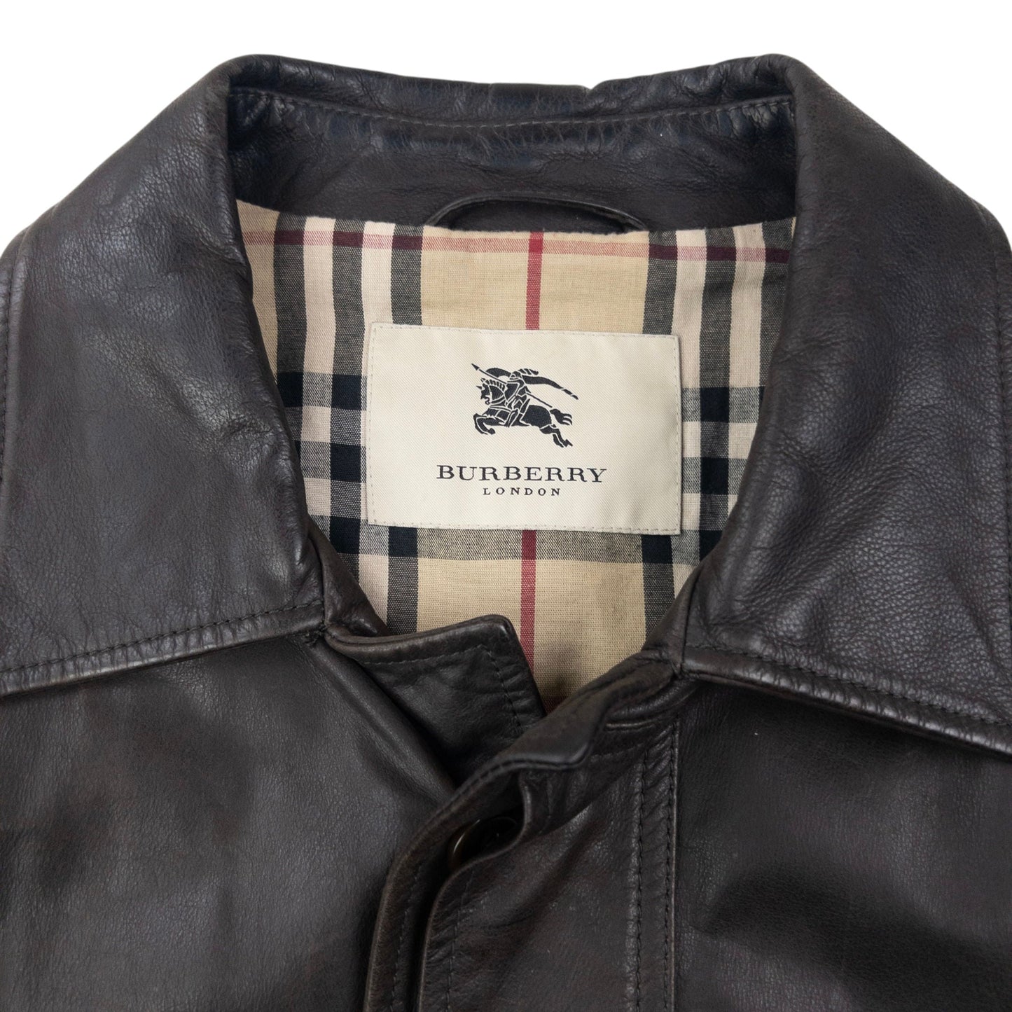 Vintage Burberry Nova Check Lined Leather Jacket Size M | Medium, Brown