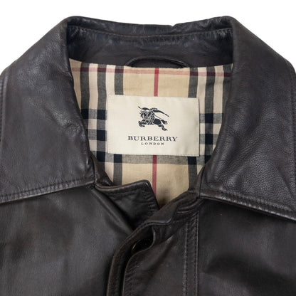 Vintage Burberry Nova Check Lined Leather Jacket Size M | Medium, Brown