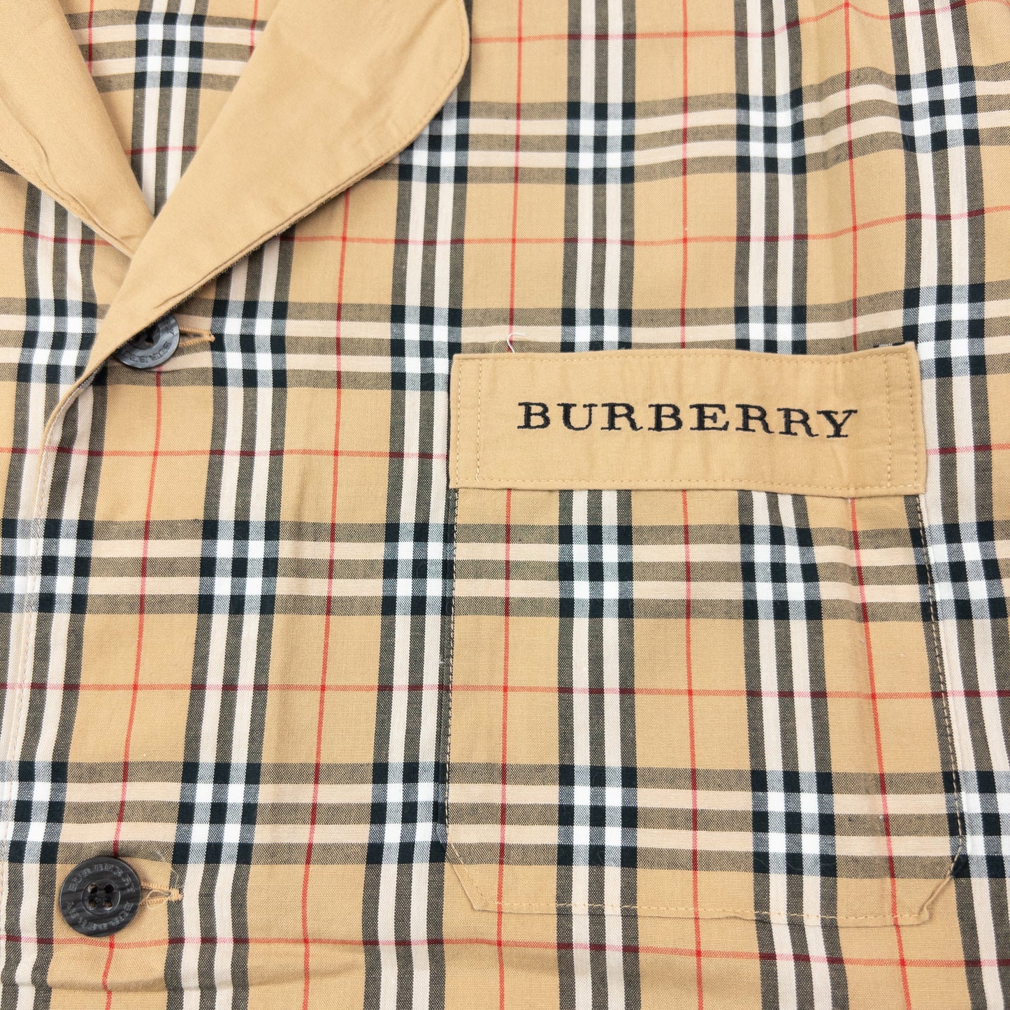 Vintage 2000s Burberry Nova Check Long Sleeve Button Up Pyjama Shirt Size L | Large, Beige