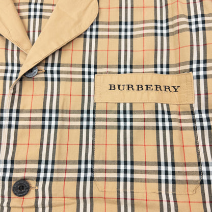 Vintage 2000s Burberry Nova Check Long Sleeve Button Up Pyjama Shirt Size L | Large, Beige