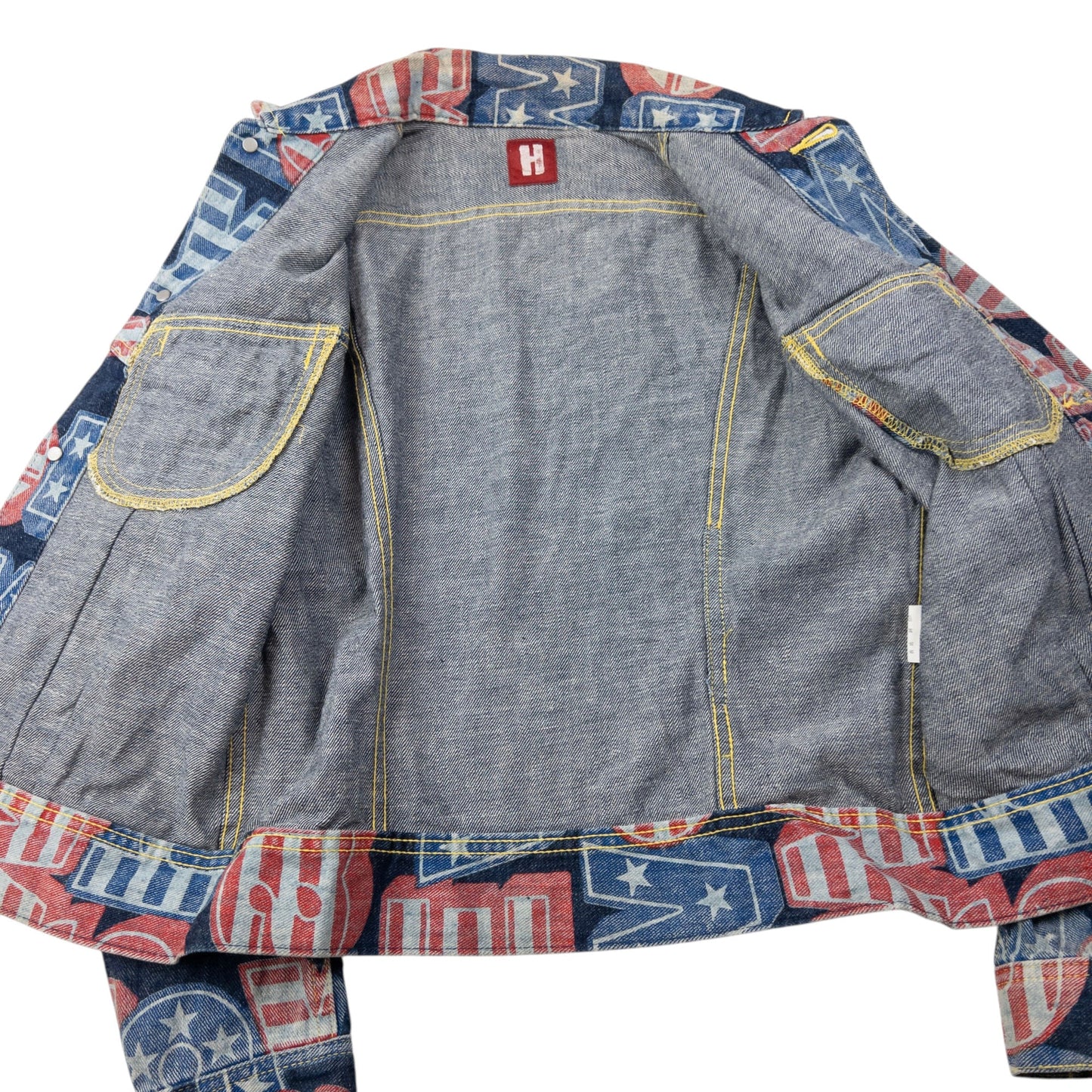 Vintage 90s Hysteric Glamour Stars & Stripes Text Denim Jacket Womens Size S | Small, Multi-colour