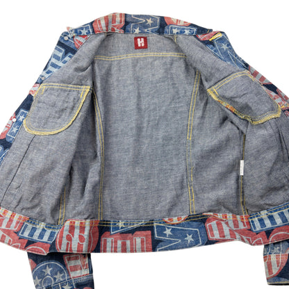 Vintage 90s Hysteric Glamour Stars & Stripes Text Denim Jacket Womens Size S | Small, Multi-colour
