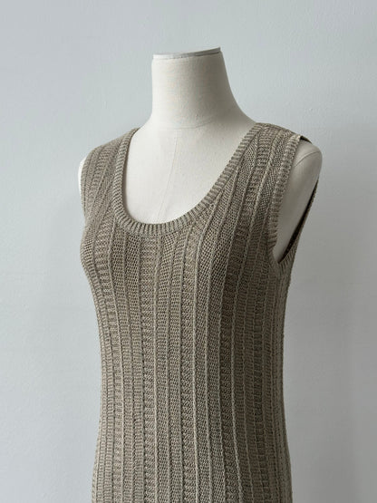 DKNY 1990s Linen Open Knit Midi Dress - S-M