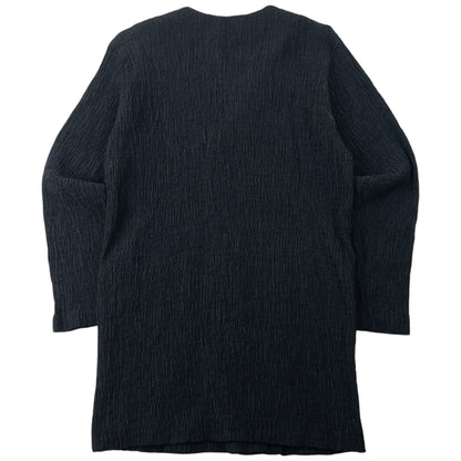 Vintage 90s Plantation By Issey Miyake Crinkle Cardigan Size M | Medium, Black