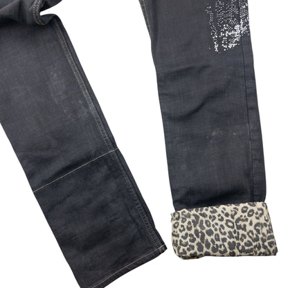 Vintage 2000s PPFM Roll Cuff Diamonte Denim Jeans Size W32 | W32, Black
