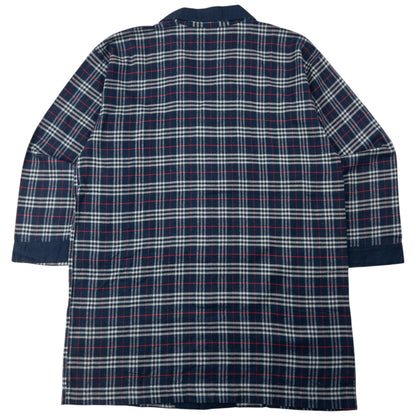 Vintage 90s Burberry Nova Check Long Sleeve Button Up Pyjama Shirt Size M | Medium, Navy