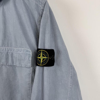 Stone Island Canvas Zip Hooded Jacket Sky Blue (L) | Large, Blue