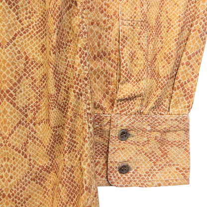 Vintage 2000s Yohji Yamamoto A.A.R Snake Print Long Sleeve Button Up Shirt Size S | Small, Orange