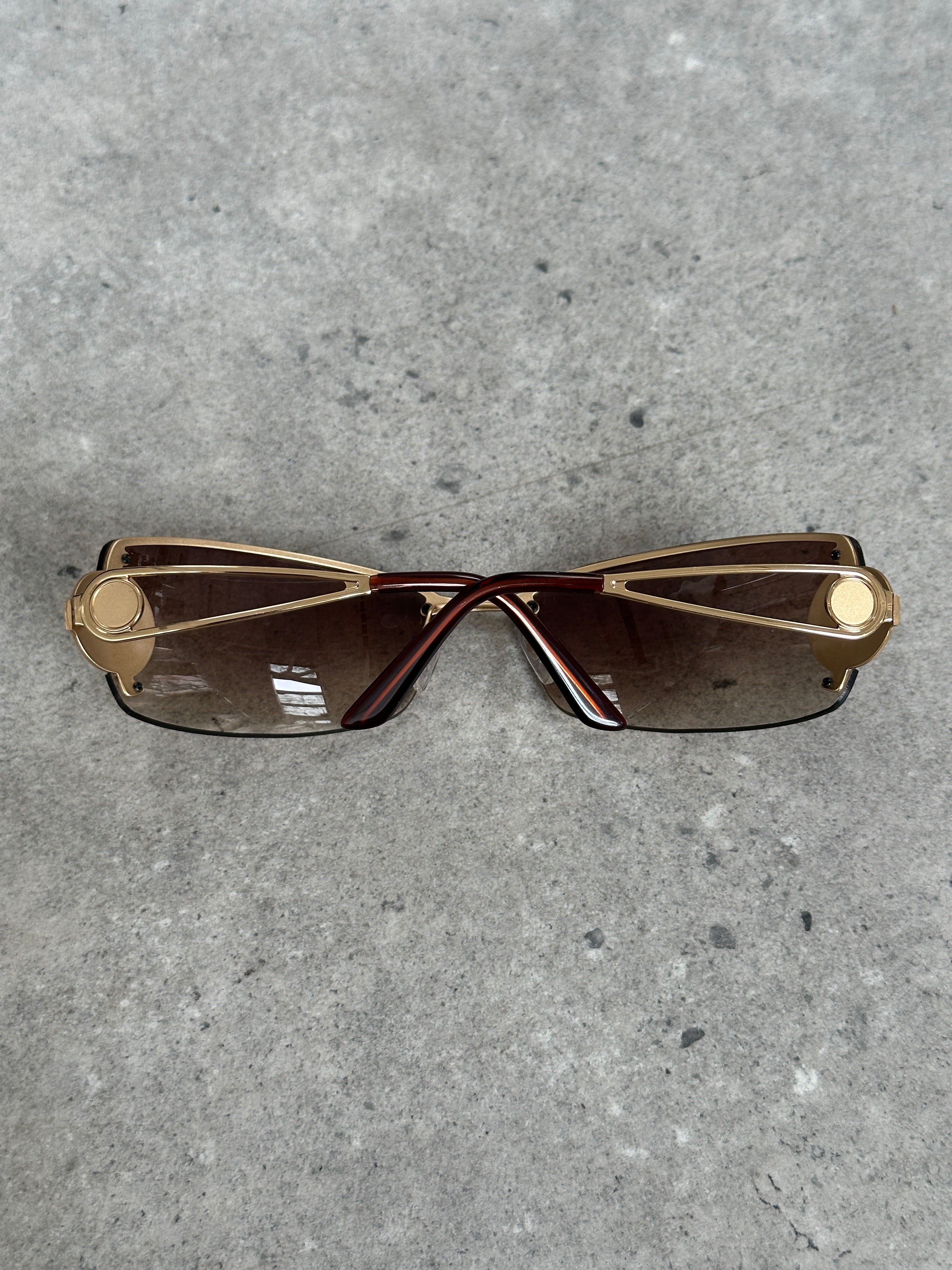 Versace 1990s Rimless Medusa Logo Sunglasses | O/S, Multicoloured