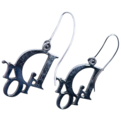 Vintage Dior Silver Logo Earrings