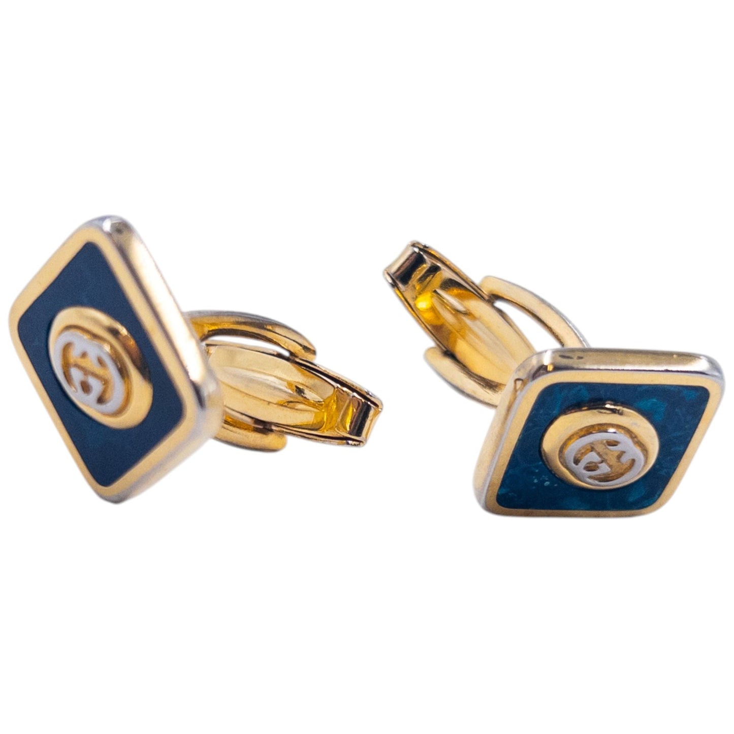 Vintage 80s Gucci Marble Pattern Cufflinks | O/S, Blue