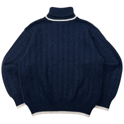 Vintage 90s Burberry Embroidered Knit Turtleneck Jumper Size XS