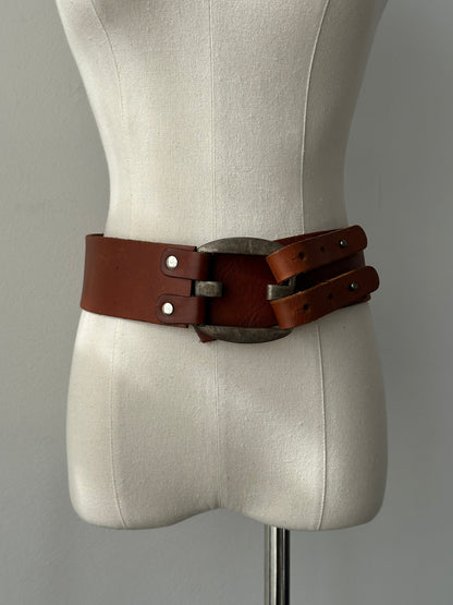 Vintage 1990s Leather Chunky Belt - W24-26