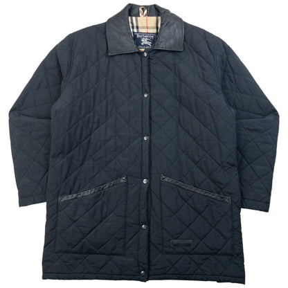 Vintage 90s Burberry Nova Check Lined Quilted Jacket Size L | Large, Black