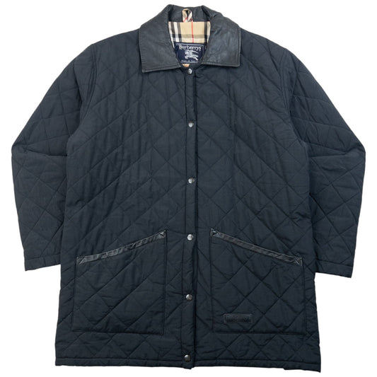 Vintage 90s Burberry Nova Check Lined Quilted Jacket Size L | Large, Black