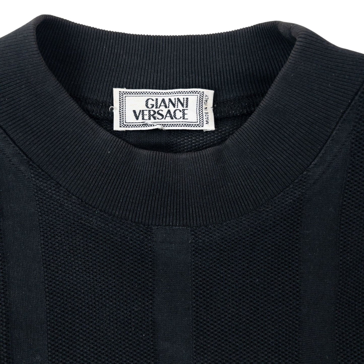 Vintage 90s Gianni Versace Striped Mesh Long Sleeve T Shirt Size M | Medium, Black