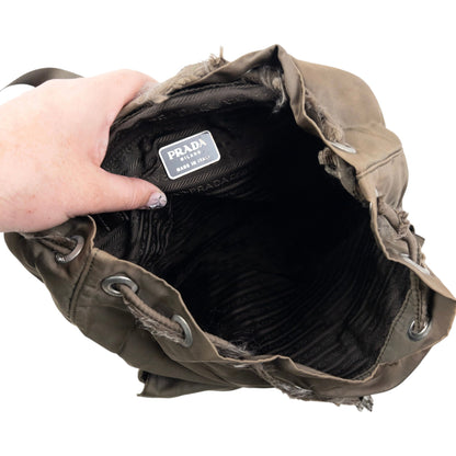Vintage 2000s Prada Cargo Bucket Backpack | O/S, Grey