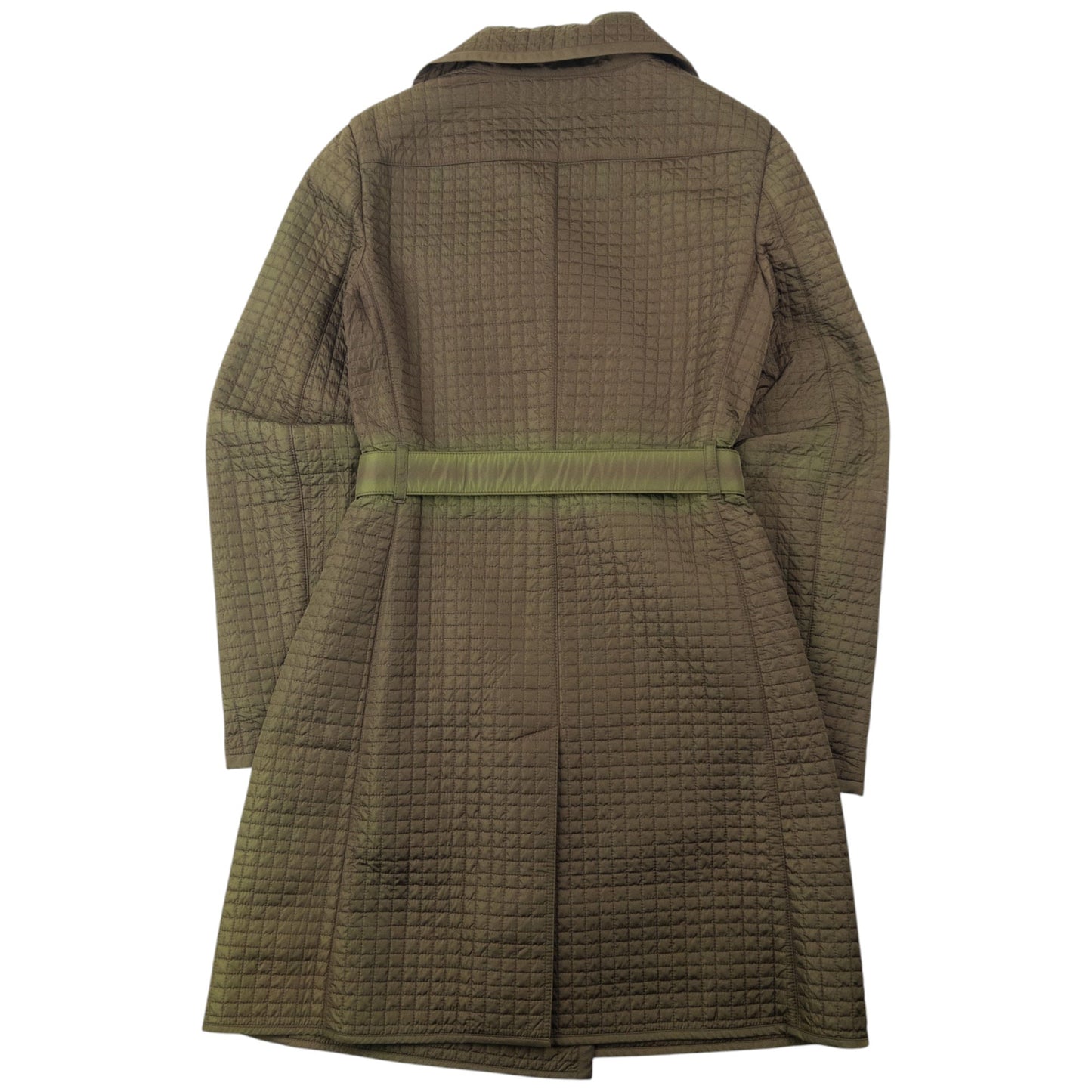 Vintage 2000s Prada Quilted Belt Waist Trench Jacket Womens Size M | Medium, Green