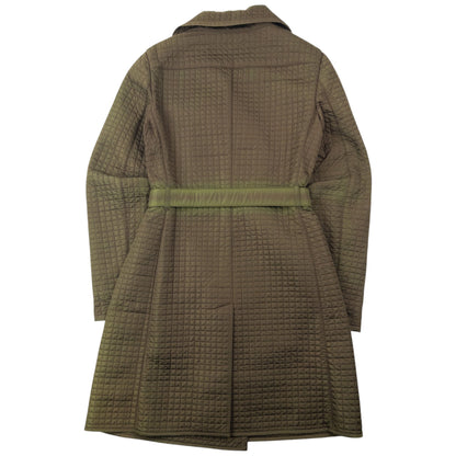 Vintage 2000s Prada Quilted Belt Waist Trench Jacket Womens Size M | Medium, Green