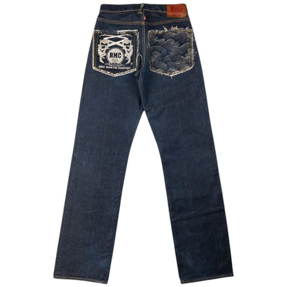 Vintage RMC Red Monkey Company Embroidered Wave Japanese Denim Jeans Size W29