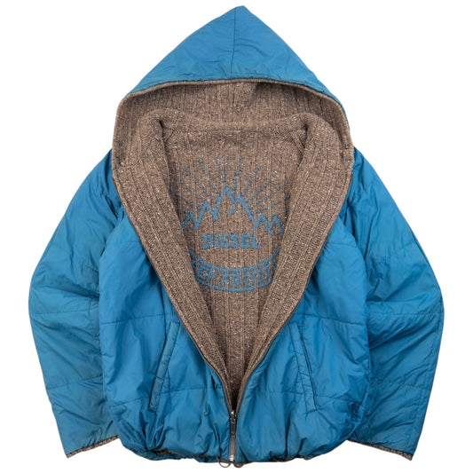 Vintage 2000s Diesel Keep Frozen Reversible Wool Knit Jacket Size M | Medium, Multicoloured
