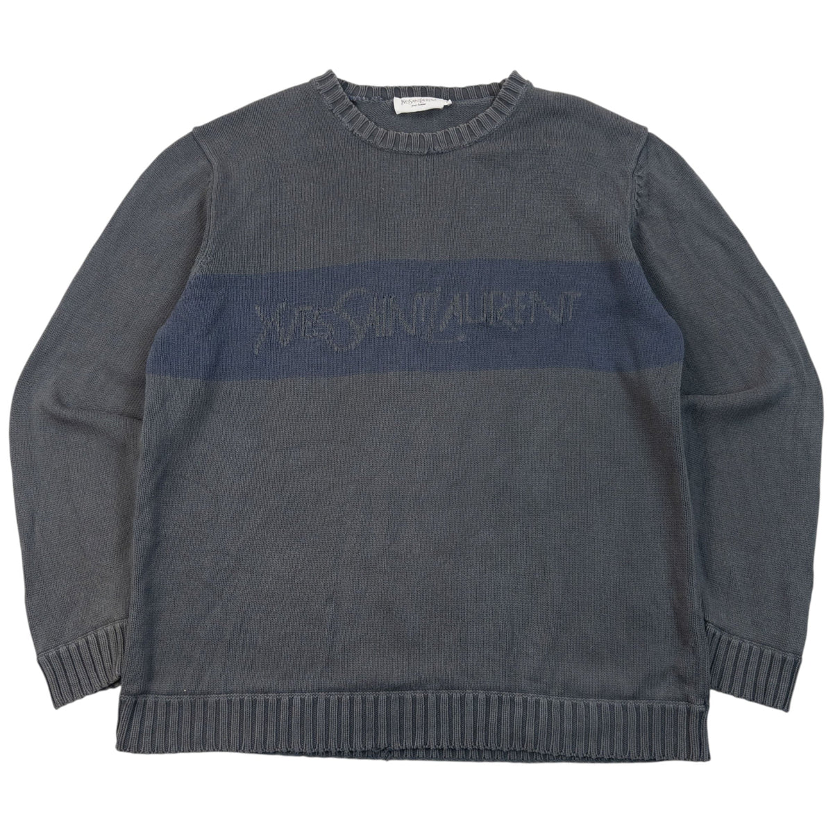 Vintage 2000s YSL Yves Saint Laurent Knit Jumper Size L | Large, Blue