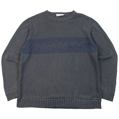 Vintage 2000s YSL Yves Saint Laurent Knit Jumper Size L | Large, Blue