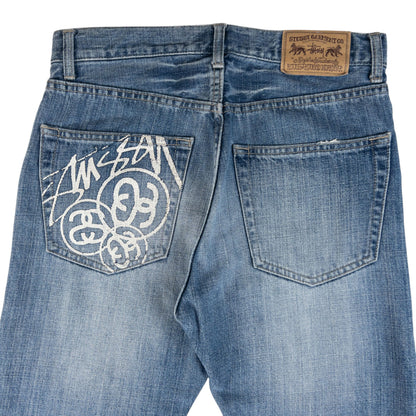 Vintage Stussy Stamp Pocket Denim Jeans Size W30